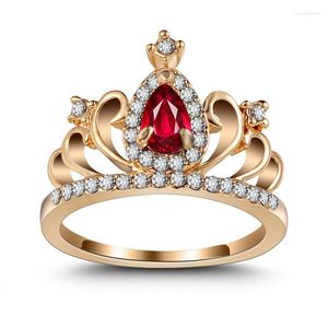 Anel de noivado de anéis de casamento elegante coroa glamouros