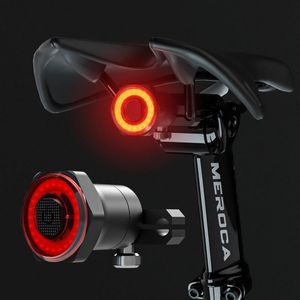 Cykelbelysningar MEROCA WR15 SMART BILYCLE Svans bakljus Auto Start Stop Brake IPX6 Vattentät USB -laddning Cykel TAILTLIGHT LED