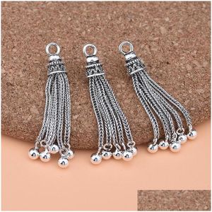 Charms 925 Sterling Sier Thai Bilezik Aksesuarları Kore retro püskül kolye el yapımı DIY mücevher malzemesi boncuklu Accessor DH0XK