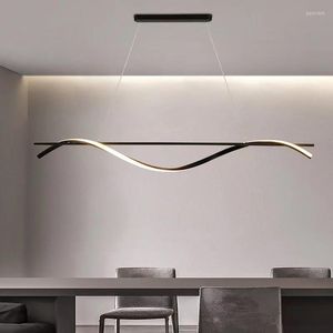 Pendellampor minimalistiska matsalsljus modern ljuskrona för kök långa bord svarta inomhus smarta fixturer nordisk kontorslampa