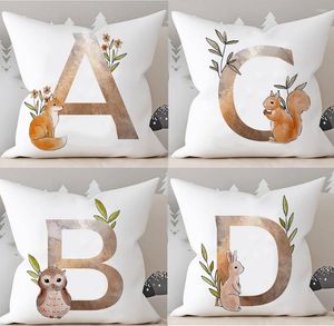 Pillow Cartoon Giraffe Animal Printed White Seat Throw 45x45cm Decorative Cover Sofa Kids Room