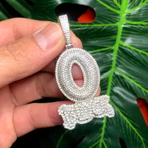 Ny Hiphop CZ -bokstav o Block Pendant Necklace Gold Plated Iced Out Bling Cubic Zirconia Micro Pave Charm M￤n Kvinnor smycken