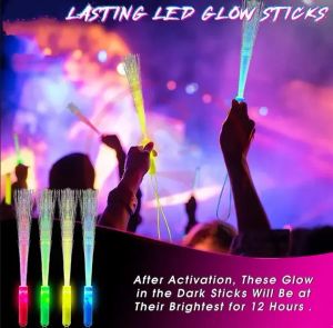 Party Supplies Halloween Glow Fiber Wands Sticks Led Optic Light Up Colorf blinkande trollstav för festlig grossist