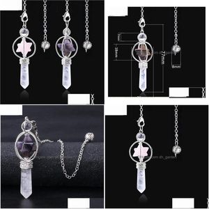 Pendant Necklaces 7 X 2 6 X2 6Cm Merkaba Six Pointed Star Spirit Pendum Pendants Rotatable Natural Stone Ornament D Dhnqd