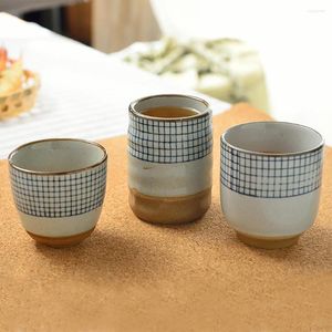 Tazze Piattini Tazza da zuppa in ceramica stile giapponese Tè Dipinto a mano con motivo a reticolo Tazza da tè Originalità Latte Caffè Vino