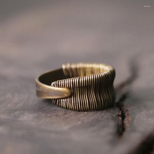 Cluster Rings Original Thai Silver Copper Wire Winding Process Opening Adjustable Ring Retro Personality Men's Jewelry