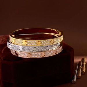 Med Box Diamond Bangle -armband 18K Guld Titanium Steel Armband Lover Armband Smycken för kvinnliga män