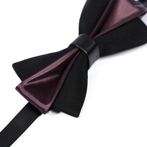 Bow -slipsar av hög kvalitet 2023 modemän för bröllop dubbel tyg borstat mönster bowtie bankett fjärils slips med presentförpackning