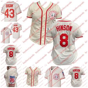 # 43 Jimmy Dugan # 8 Dottie Hinson Rockford Peaches Uma liga própria Camisa masculina feminina costurada