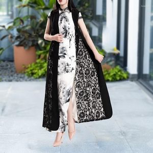 Kvinnors västar kvinnor cardigans Long Vest ärmlös solskydd spetsa blommor rockar casual lady cardigan 12658