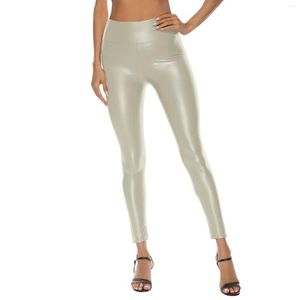 Women's Leggings Solid Womens Faux Leather Stretch High Waisted Pleather Pu Pants Warm Store
