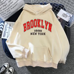 Herrtröjor tröjor Boston Brooklyn Letter Print Hoodie Fashion Coat överdimensionerade York Sweatshirt Kvinnliga Svettar 230213