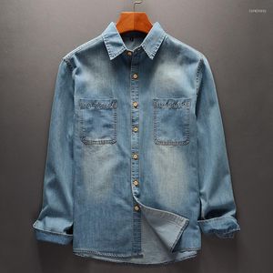 Mäns casual skjortor 2023 Spring Men's Fashion Retro Denim Business Simple All-Match Loose Thin Jean Jacket Male Brand Cotton Shirt