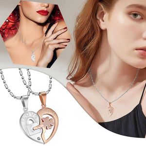Kedjor hjärtform pussel nyckel hänge halsband betydelse för par smycken