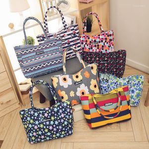 Shopping Bags 5PCS / LOT Printed Women Canvas Girl Bag Single Shoulder Handbag Beach Tote HandBags