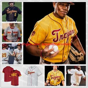 Anpassade basebolltröjor USC Trojans Sydd Jersey 39 Isaac Esqueda Kyle Hurt Blake Sabol 15 Chase Bushor CJ Stubbs Connor Lunn