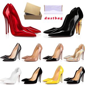 Dress shoes designer High Heel red bottoms heels Styles womens Stiletto Heels 8 10 12CM Genuine Leather Point Toe Pumps loafers Rubber big size