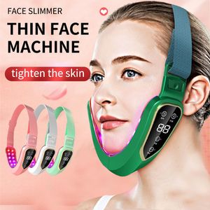 Ansiktsmassager Lyftanordning LED PON-terapi bantningsvibrationsmassager dubbel haka v-formad kindlyft ansikte 230211