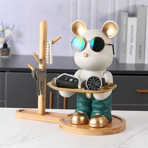 Decorative Objects Figurines Bearbricklys Tray Sculpture Piggy Bank Violent Bear Statue Resin Ornament Desk Accessories Kids Toys Gift Home Decor 230210