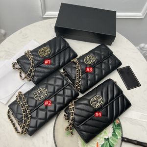 Portafoglio di lusso borsa a tracolla cross boday nero ragazzo in pelle di caviale mini borse con patta borsa a catena in pelle di vitello trapuntata portamonete portamonete pochette dimensioni 18x10.5x3.5cm