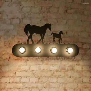 Lampada da parete 6 stile vintage country americano illuminazione creativa cavallo industriale animale E27 per ristorante camera da letto bar