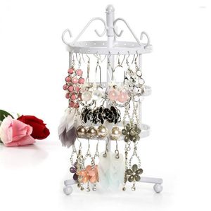 Jewelry Pouches Multifunctional 72 Holes Earrings Stud Necklace Holder Display Storage Stand Metal Rotating Organizer Rack Tree