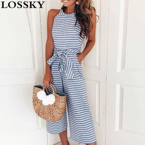 Kobiety Jumpsuits Rompers Rompers Casual Striped Druku