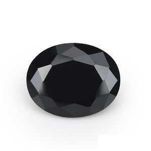 Loose Diamonds Wholesale High Quality 100Pcs/ Bag Black 7X9 Mm Oval Faceted Cut Shape 5A Vvs Cubic Zirconia Shippin Drop Delive Dln