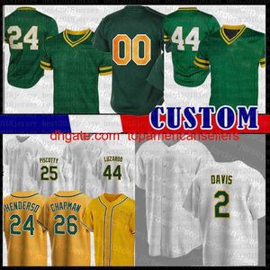 Camisas de beisebol personalizadas Rickey Henderson Jersey Khris Davis Matt Chapman Reggie Jackson Austin Allen Luis Barrera Sean Murphy El