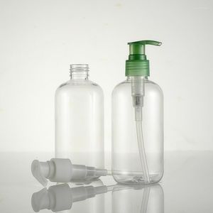 Förvaringsflaskor 20 st 250 ml Clear Round White/Green Lotion Pump Bottle Plastic Cosmetic Container tom schampo Sub-Bottling