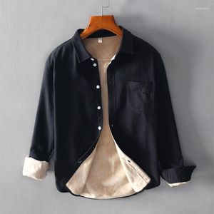 Men's Casual Shirts Winter Flannel Men Velvet Thickened Warm Fleece Shirt Men's Cotton Loose Long Sleeve Jacket