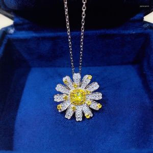 Chains S925 Silver Necklace Women's Korean Fashion Personality Unique Flower Daisy Pendant