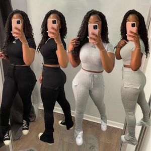 Calças femininas de duas peças Conjunto de leggings empilhadas Calça de moletom feminina Jogger Sport Lounge Wear Item a granel em lotes de atacado