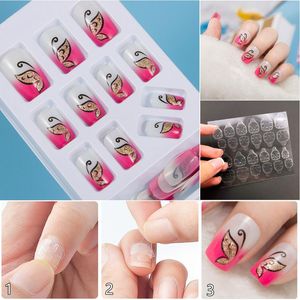 False Nails 24pcs Full Cover Fake Nail Art Design With Adhesive Glue Tab 10 Sizes Acrylic Press On Tips Faux OnglesFalse