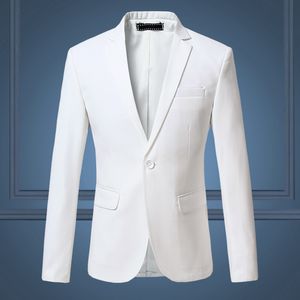 Мужские костюмы Blazers Высококачественные джентльмены мужчины Slim Casual Белый костюм большой размер брендов мужские деловые повседневные поток чистого цвета Blazers Men 230213