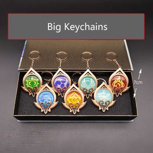 Nyckelringar Big Size Genshin Impact Vision of God Keychains Genshin Sumeru Snezhnaya Inazuma Mondstadt Liyue Metal Keyrings Fashion Jewelry G230210