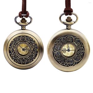 Taschenuhren für Herren und Damen, Quarzuhr, Titan-Halskette, Anhänger, Mini-Orakel, antikes Messing, Farbe Retro-Design
