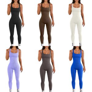 Casual Women Clothing Jumpsuits Sleeveless Vest Onesies Knitted Bodysuits Square Neck And Buttock Lifting Slim Sexy Rompers