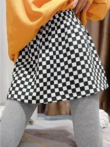 Kjolar checkerboard skjorta förlängare kvinnor löstagbar underskirt falsk svansblus hem hög midja sida split mini kjol pläd