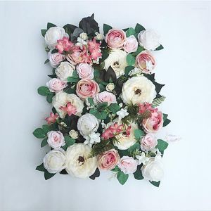 Decorative Flowers 40 60cm Luxury Customize Silk Hydragea Artificial Flower Wall Panel Grass Base DIY Backdrop Wedding Arch Decor Art