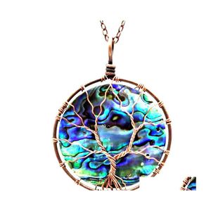 Pendant Necklaces Copper Wire Winding Abalone Shell Necklace Energy Stone Drop Delivery Jewelry Pendants Dhuha