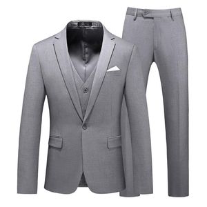 Ternos masculinos Blazers Moda clássica Mens de 3 peças Terno para padrinhos de casamento Slim Fit Prom Tuxedo Black Business Business Pant Business