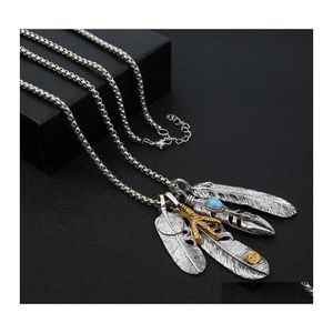 H￤nge halsband retro tidvatten halsband l￥ng manlig och kvinnlig vanlig fj￤der takahashi smycken yuwenlesongshi h￤ng h￥r kedja drop deli dhwtl