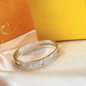 LW Designer Bangle for Woman Bracelet Man Bangle Gold Diamond Reprodu￧￵es Oficiais de Diamante Gold Boltle Gold para namorada 003