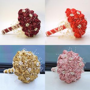 Flores decorativas 1pcs estilo coreano Bride Hand Wedding Bouquet Artificial Flower Pograph Decor Acessórios Moman Girl Gift