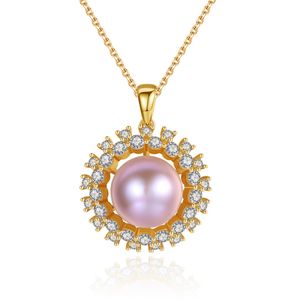 Pearl wisiant naszyjnik marka biżuteria europejska moda mody europejska mikro zestaw cyrkon kwiat s925 srebrny naszyjnik łańcuch kołnierzyka kobiet przyjęcie weselne Walentynki Gift SPC