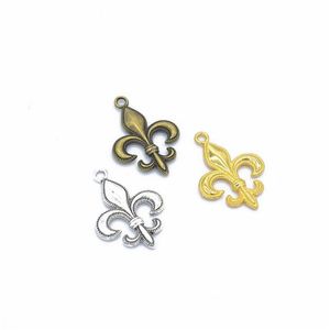 チャーム200pcs/lot fleur de lis pendant antique sier bronzeゴールドカラー29x20mmクラフトドロップ配達に適している202 DH05r