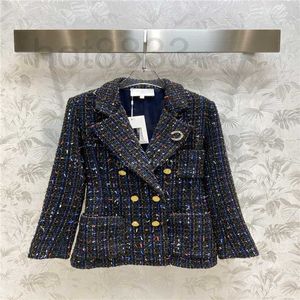 Kurtki damskie kobiety dziewczyny vintage tweed designer marynarka marynarka marynarz płaszcza kurtka Milan Runway marka luksusowa sukienka broch tops Suit n7ya