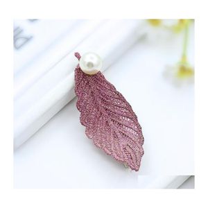 Hair Clips Barrettes Hairpin Korean Accessories Pearl Leaf Stick Jewelry Drop Delivery Dhhtq