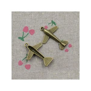 Charms 100 Pcs Plane Airplane 50X44Mm Handmade Craft Pendant Making Fit Vintage Tibetan Bronze Diy For Bracelet Necklace Drop Dhtd5